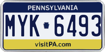 PA license plate MYK6493