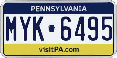 PA license plate MYK6495