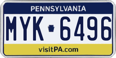 PA license plate MYK6496