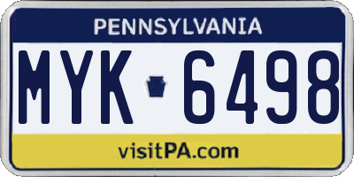 PA license plate MYK6498