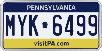 PA license plate MYK6499