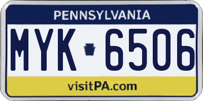 PA license plate MYK6506