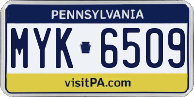 PA license plate MYK6509
