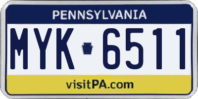 PA license plate MYK6511