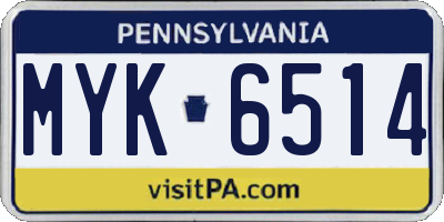 PA license plate MYK6514