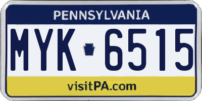 PA license plate MYK6515