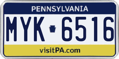 PA license plate MYK6516