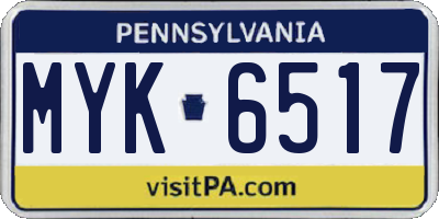 PA license plate MYK6517