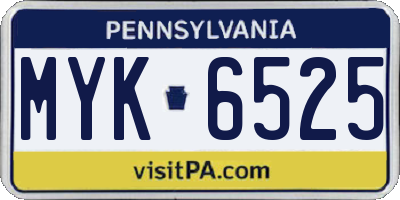 PA license plate MYK6525