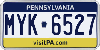 PA license plate MYK6527