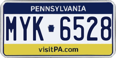 PA license plate MYK6528