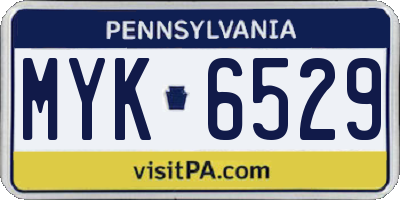 PA license plate MYK6529