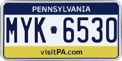 PA license plate MYK6530