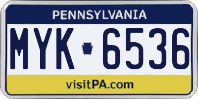 PA license plate MYK6536