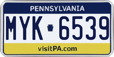 PA license plate MYK6539
