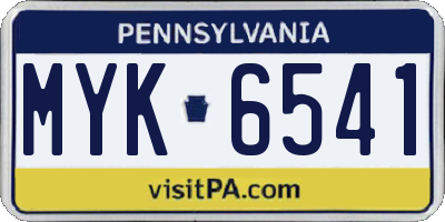 PA license plate MYK6541
