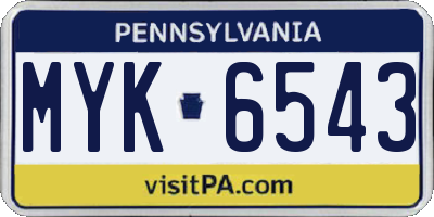 PA license plate MYK6543