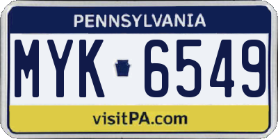 PA license plate MYK6549