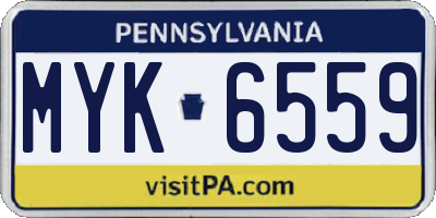 PA license plate MYK6559