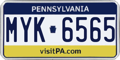 PA license plate MYK6565