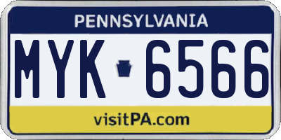 PA license plate MYK6566