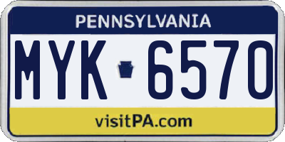 PA license plate MYK6570