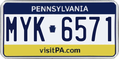 PA license plate MYK6571