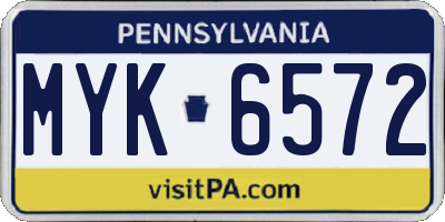 PA license plate MYK6572