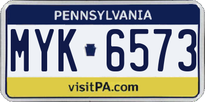 PA license plate MYK6573