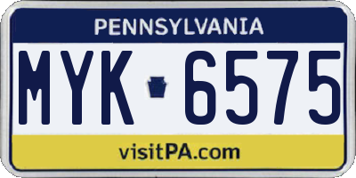 PA license plate MYK6575
