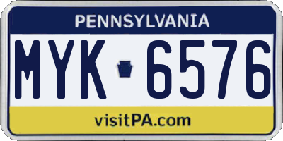 PA license plate MYK6576