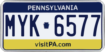 PA license plate MYK6577