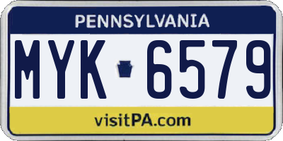 PA license plate MYK6579