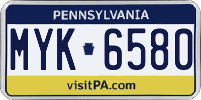 PA license plate MYK6580