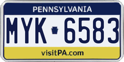 PA license plate MYK6583