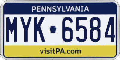 PA license plate MYK6584