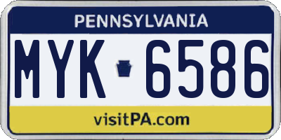 PA license plate MYK6586