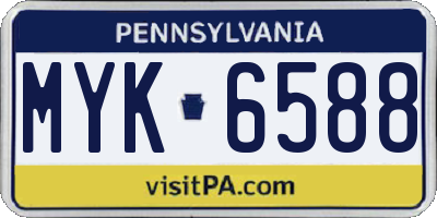PA license plate MYK6588
