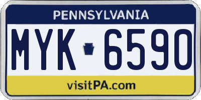 PA license plate MYK6590