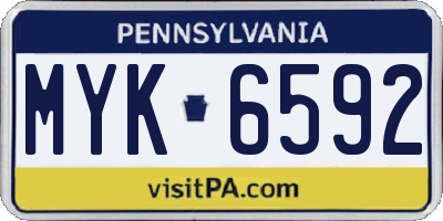 PA license plate MYK6592