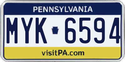 PA license plate MYK6594