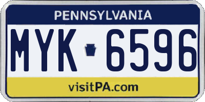PA license plate MYK6596