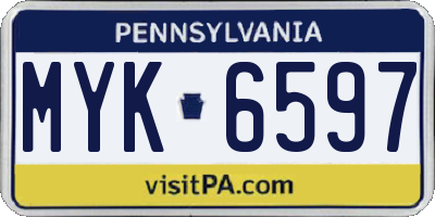 PA license plate MYK6597