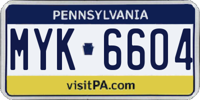 PA license plate MYK6604