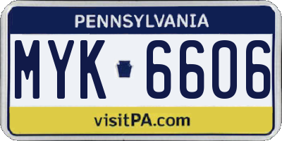 PA license plate MYK6606