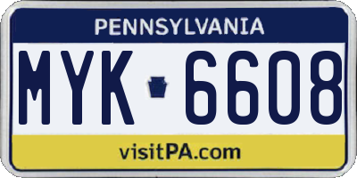 PA license plate MYK6608