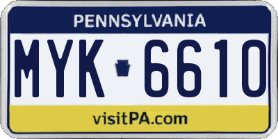 PA license plate MYK6610
