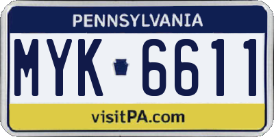 PA license plate MYK6611