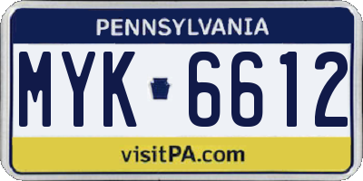 PA license plate MYK6612