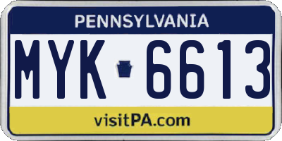 PA license plate MYK6613